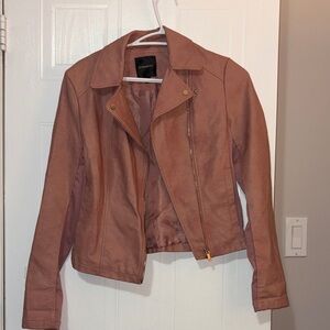 Dynamite Women's Mauve-Taupe Faux Leather Moto Jacket